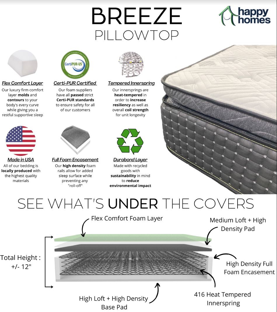 Breeze 12" Pillow Top - T,F,Q,K