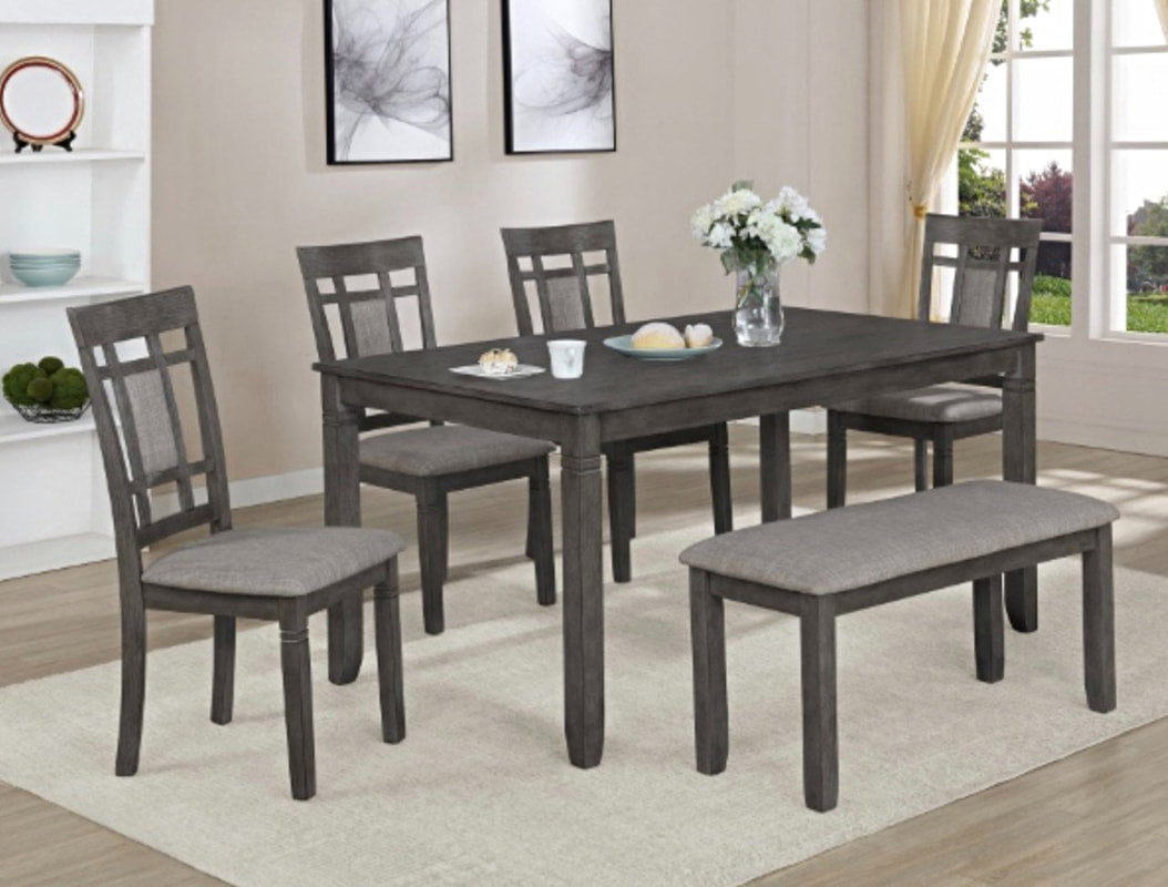 BB1015 - Dining Table + 4 Chair + Bench Set