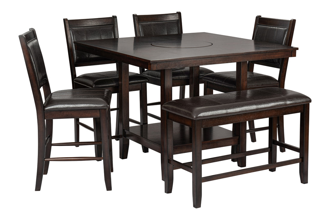 BB2310 - Counter Height Table + 4 Chair + Bench Set