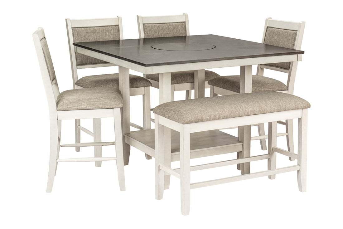 BB2310 - Counter Height Table + 4 Chair + Bench Set