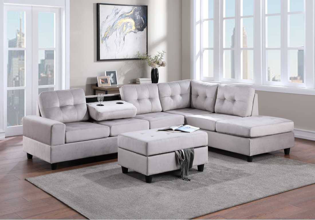 Heights Reversible Sectional + Ottoman Set