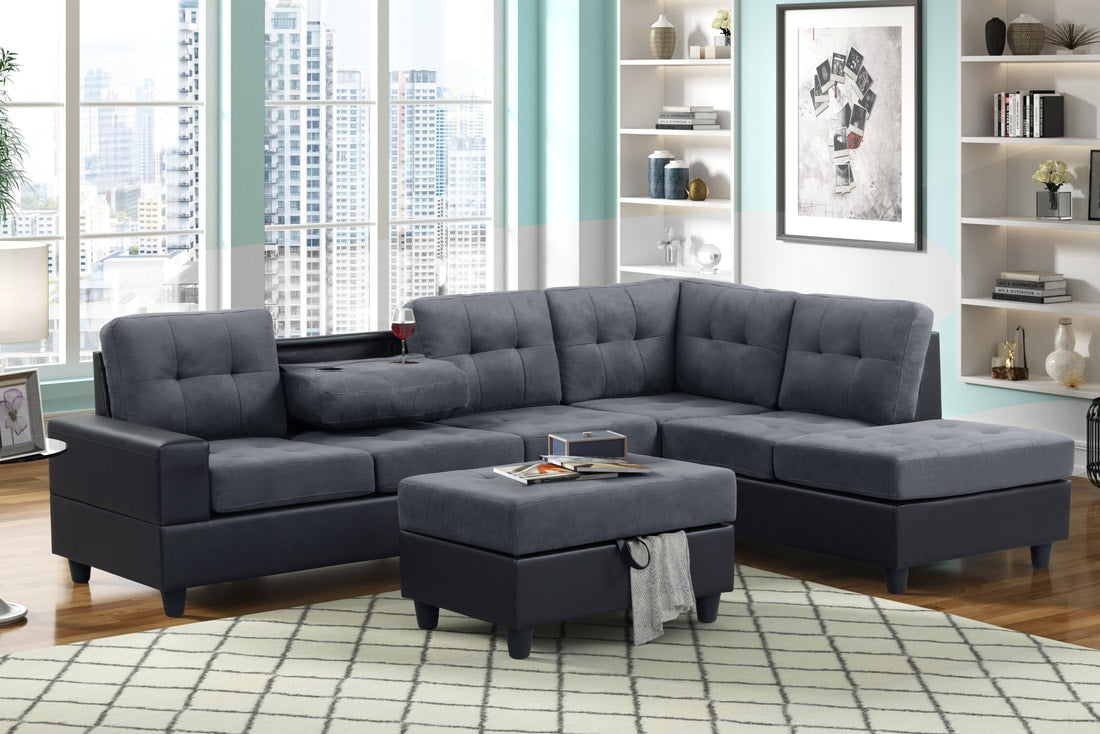 Heights Reversible Sectional + Ottoman Set