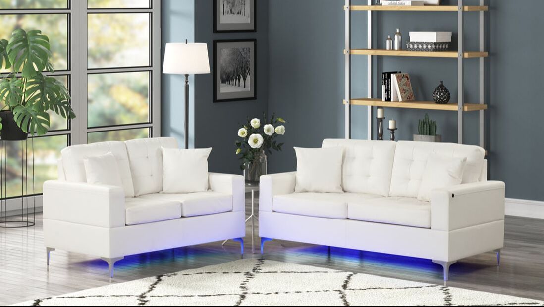 Miami - Sofa & Loveseat Set (LED LIGHTS)