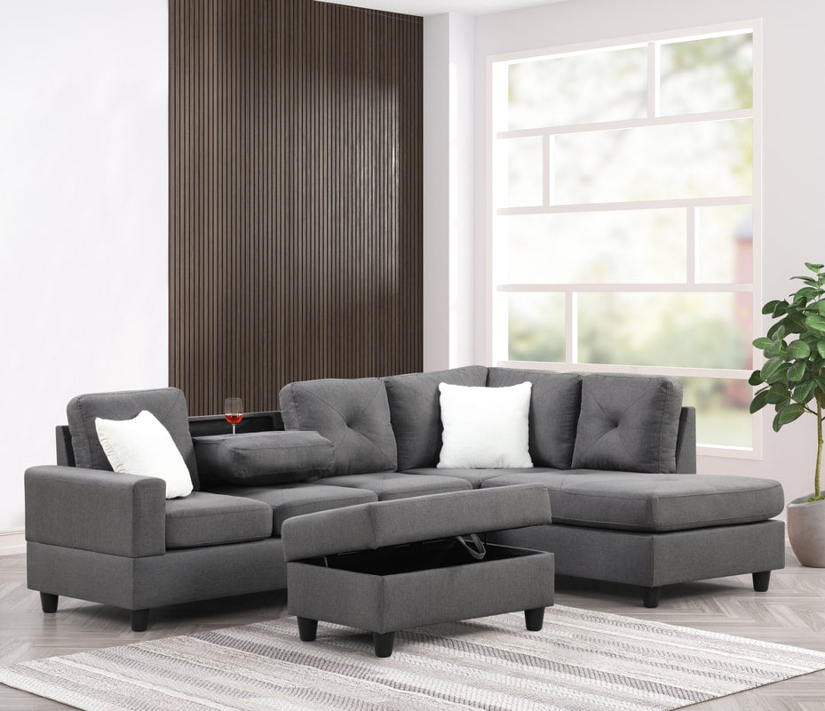 Rocket Reversible Sectional + Storage Ottoman